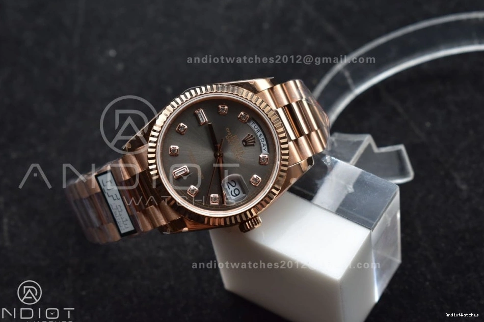 V5 RG Original Diamond (Gain 904L DayDate Grey Weight) on Square President 36 vr3255 Best Bracelet 671 QF with Dial Steel Edition 0422